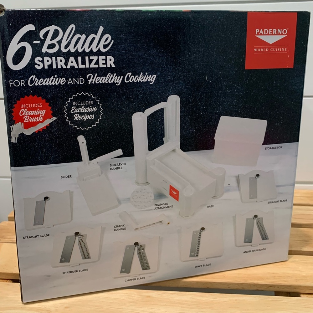 Brand new in box never used. Spiral 6 blade cutting device for vegetables.